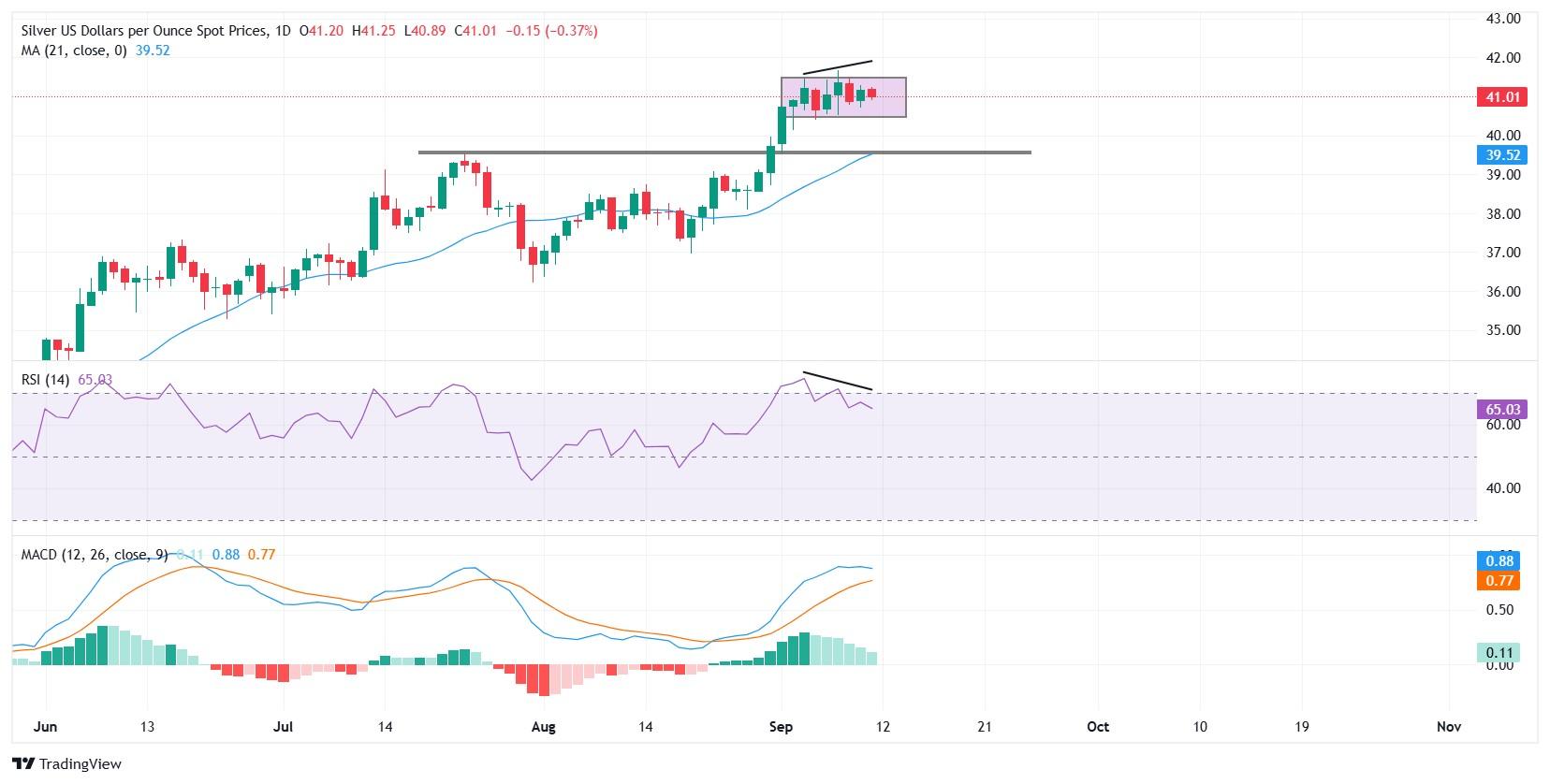 نمودار قیمت نقره XAG/USD برای پیش بینی قیمت نقره