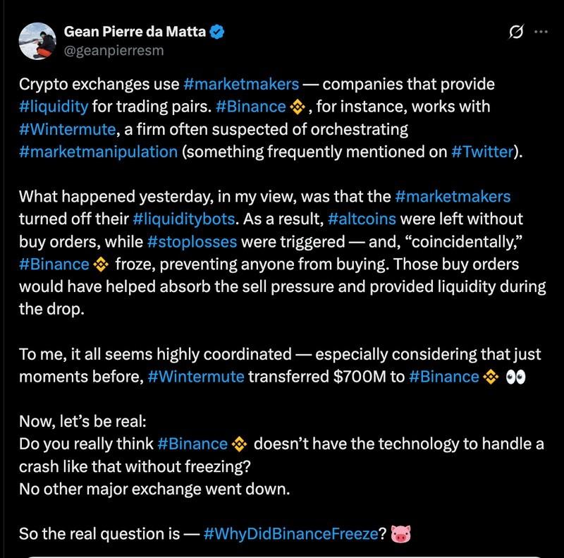 بحث در X پیرامون علت صفر شدن آلت کوین بایننس