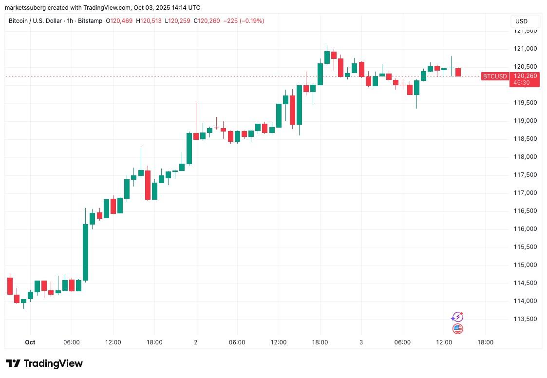 نمودار یک ساعته BTC/USD و خطر ریزش بیت کوین