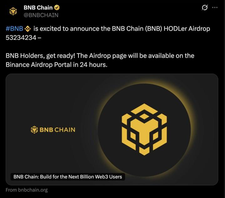 تصویری از هشدار فیشینگ BNB Chain در حساب X