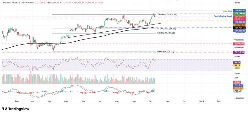 نمودار روزانه BTC/USDT برای پیش بینی قیمت بیت کوین