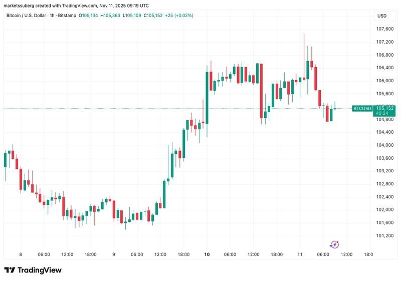 نمودار یک ساعته BTC/USD و سطوح حمایت بیت کوین