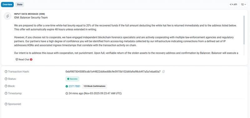 هک بالانسر: پیشنهاد پاداش کلاه سفید Balancer برای بازگرداندن وجوه