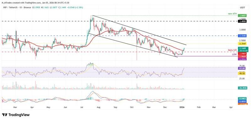 پیش بینی قیمت بیت کوین اتریوم ریپل - نمودار روزانه XRP/USDT